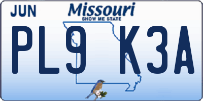 MO license plate PL9K3A