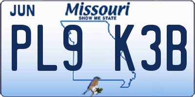 MO license plate PL9K3B