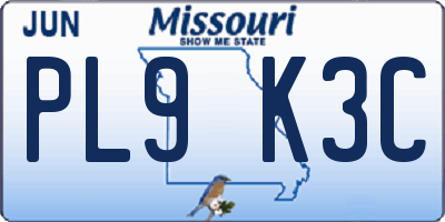 MO license plate PL9K3C