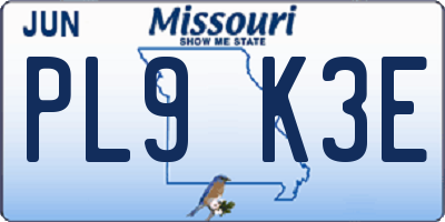 MO license plate PL9K3E