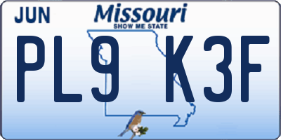 MO license plate PL9K3F