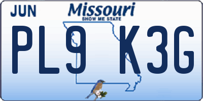 MO license plate PL9K3G