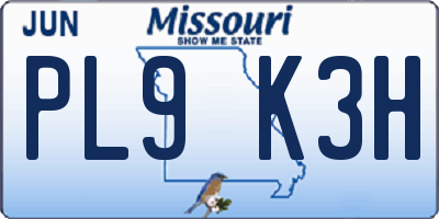 MO license plate PL9K3H
