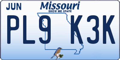 MO license plate PL9K3K