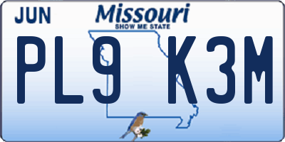 MO license plate PL9K3M