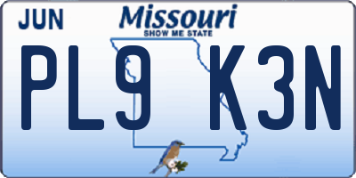 MO license plate PL9K3N