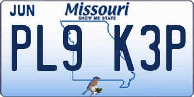 MO license plate PL9K3P