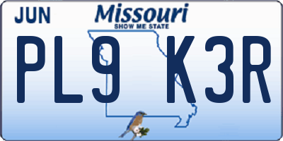 MO license plate PL9K3R