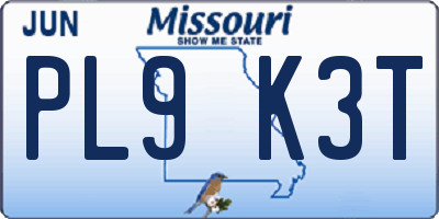 MO license plate PL9K3T
