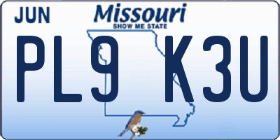 MO license plate PL9K3U