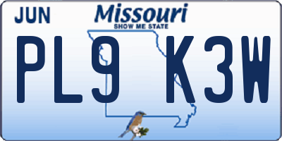 MO license plate PL9K3W
