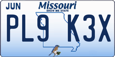 MO license plate PL9K3X