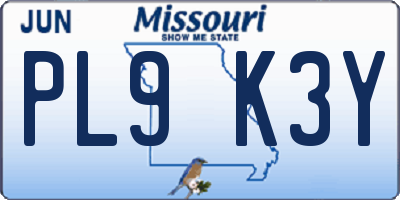 MO license plate PL9K3Y
