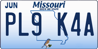 MO license plate PL9K4A
