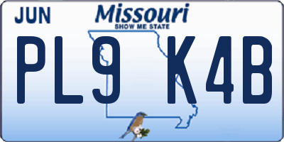 MO license plate PL9K4B
