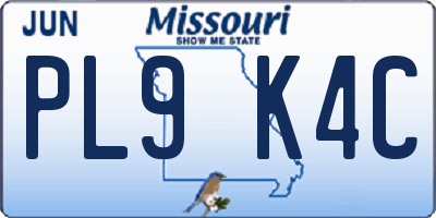MO license plate PL9K4C