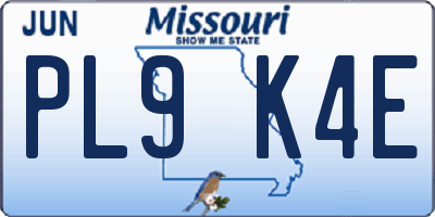 MO license plate PL9K4E