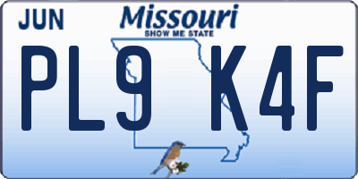 MO license plate PL9K4F