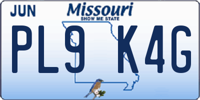 MO license plate PL9K4G