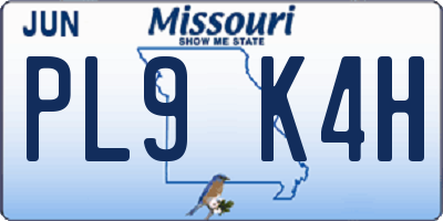 MO license plate PL9K4H