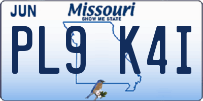 MO license plate PL9K4I