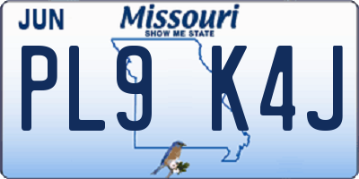 MO license plate PL9K4J