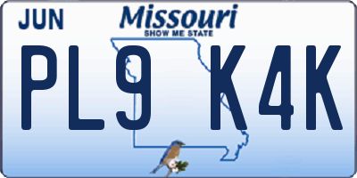 MO license plate PL9K4K