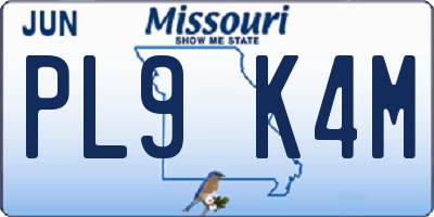 MO license plate PL9K4M