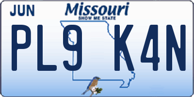 MO license plate PL9K4N
