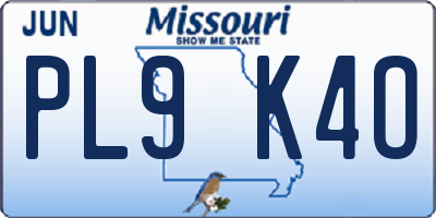 MO license plate PL9K4O