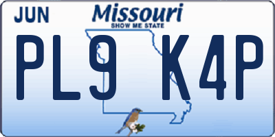 MO license plate PL9K4P