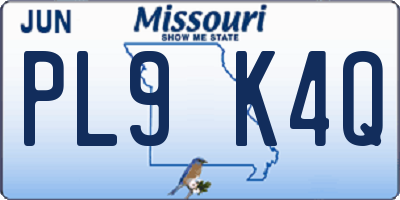 MO license plate PL9K4Q