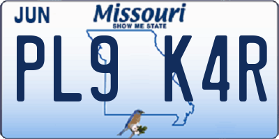MO license plate PL9K4R