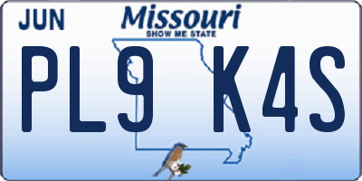 MO license plate PL9K4S