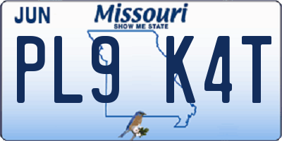 MO license plate PL9K4T