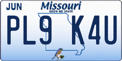 MO license plate PL9K4U