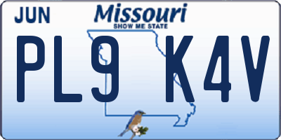 MO license plate PL9K4V