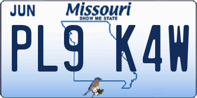 MO license plate PL9K4W