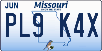 MO license plate PL9K4X