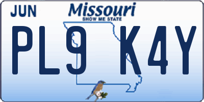 MO license plate PL9K4Y