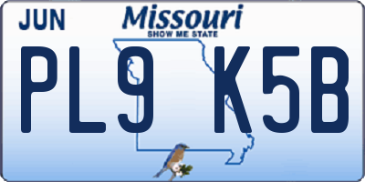 MO license plate PL9K5B