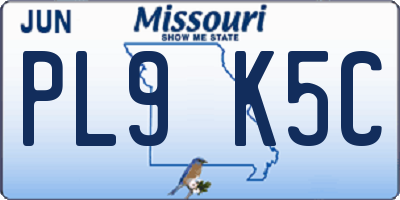 MO license plate PL9K5C