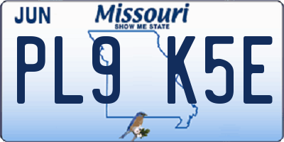 MO license plate PL9K5E