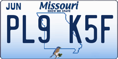 MO license plate PL9K5F
