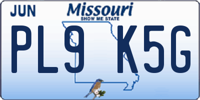 MO license plate PL9K5G
