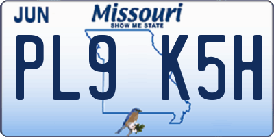MO license plate PL9K5H