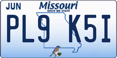 MO license plate PL9K5I