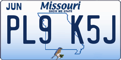 MO license plate PL9K5J
