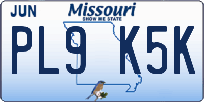 MO license plate PL9K5K