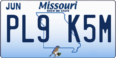MO license plate PL9K5M